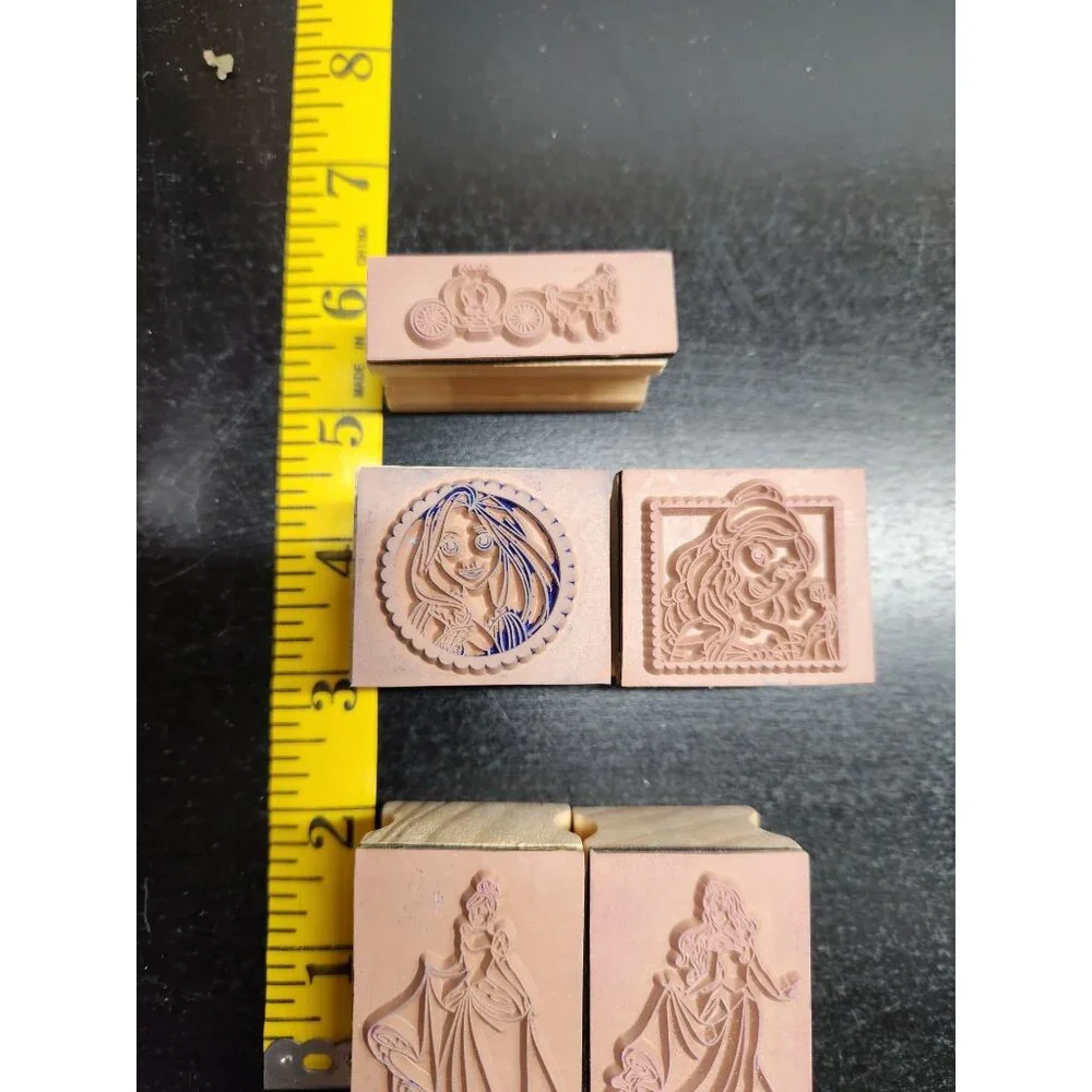Disney Princess Rubber Stamps Lot -‎ Cinderella Belle Rapunzel Aurora